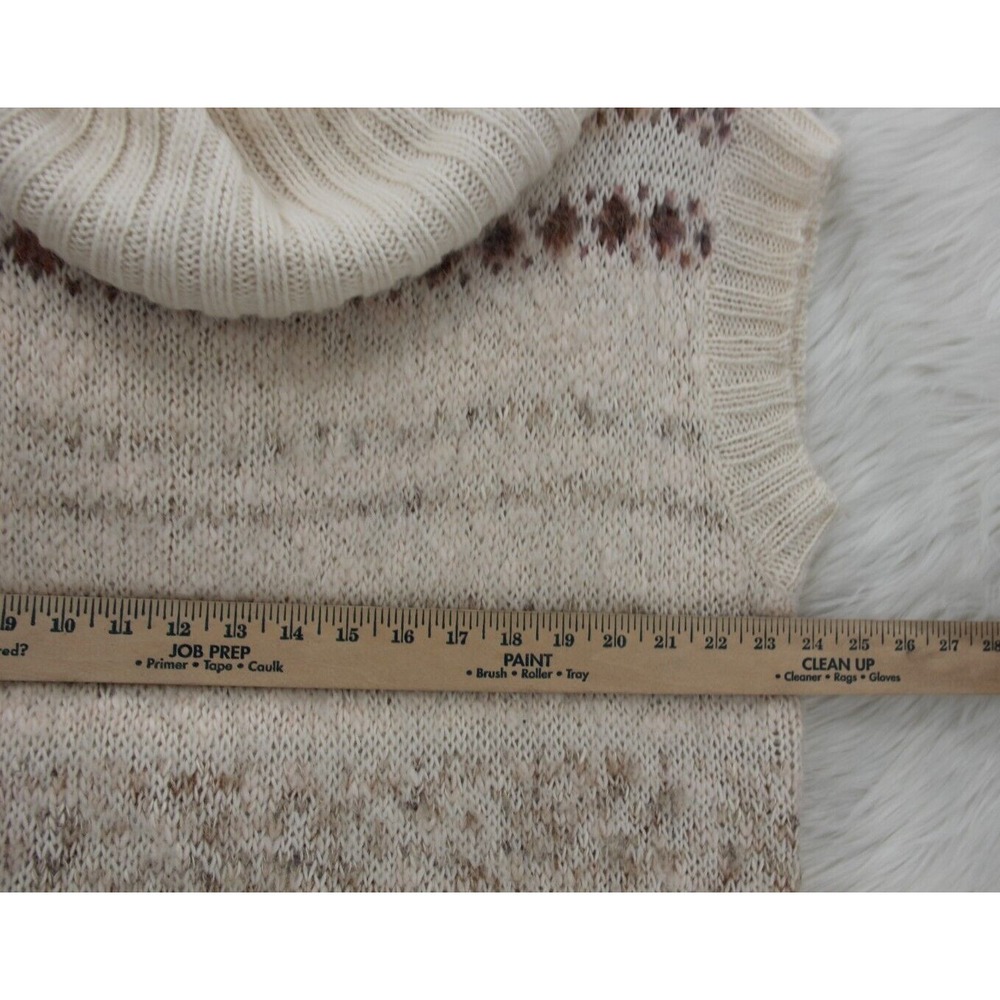 Free People Sweater Women's L Ivory Pink Sleeveless Cowl Neck Fair Isle Boho - Picture 4 of 11